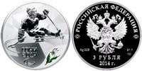 3 rubles 2014 Sochi. Ice sledge-hockey.